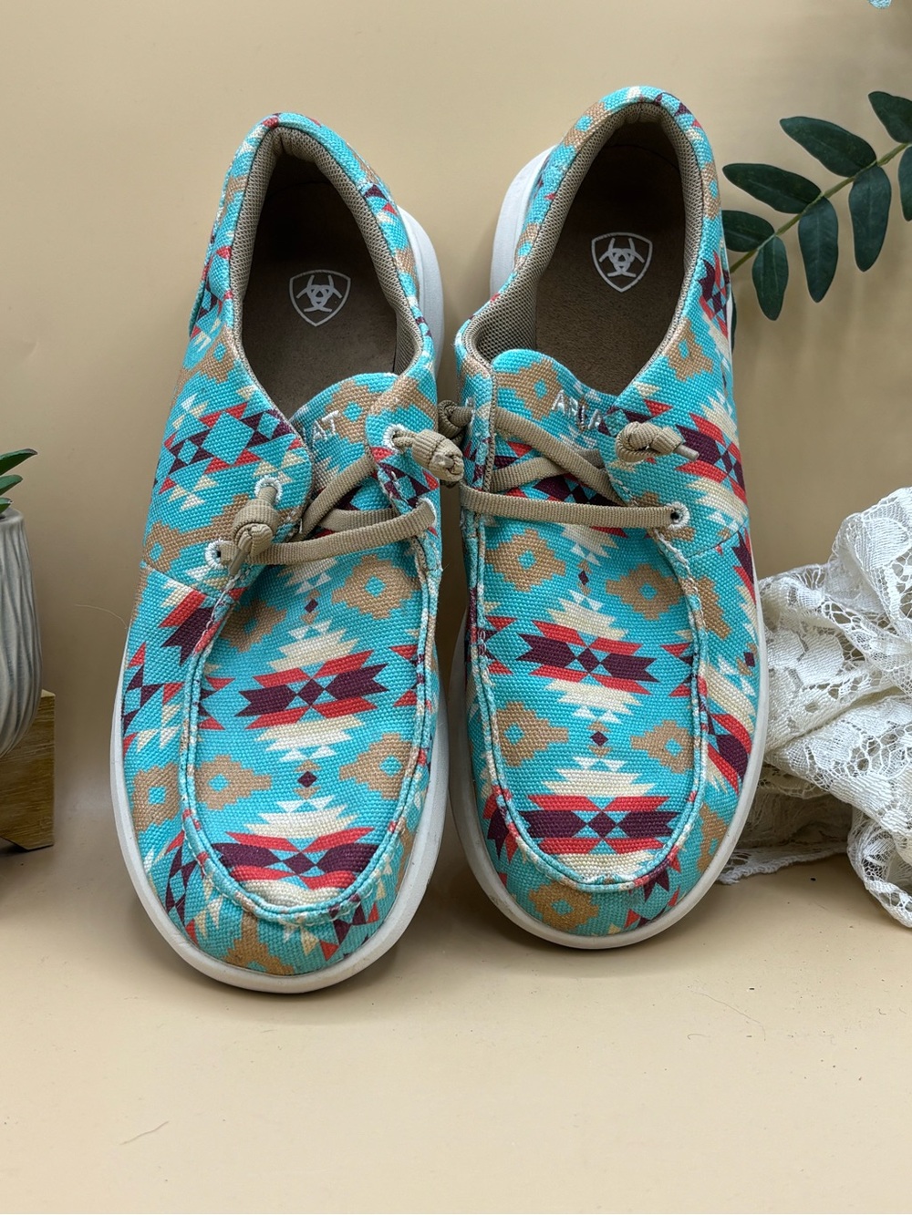 Ariat Hilo Women’s 8.5B Turquoise Southwestern Aztec Print Casual Shoes